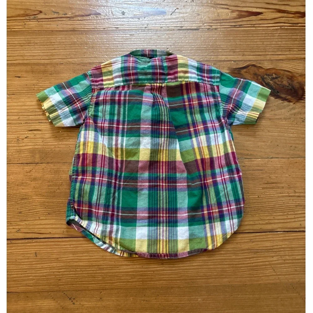 Ralph‎ Lauren Plaid Button Down Shirt Kids Multi Color Short Sleeve SIZE 24M